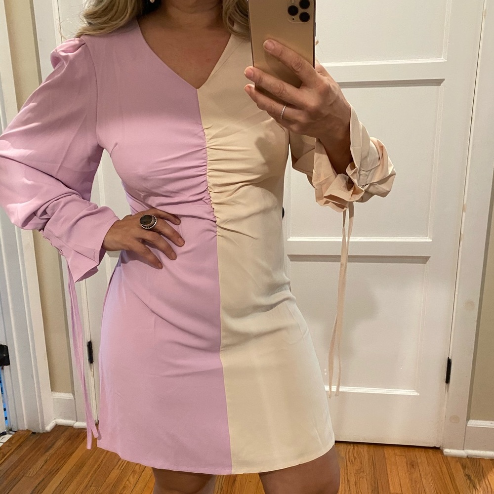 Two tone romantic sleeve dress